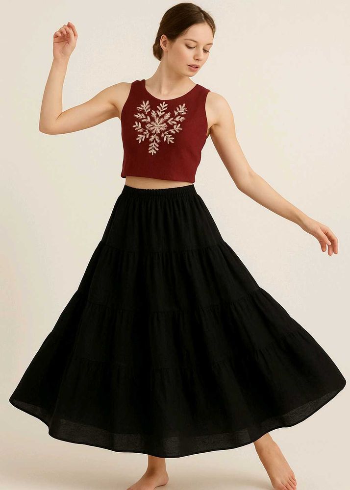 Elegant Black Tiered Skirt