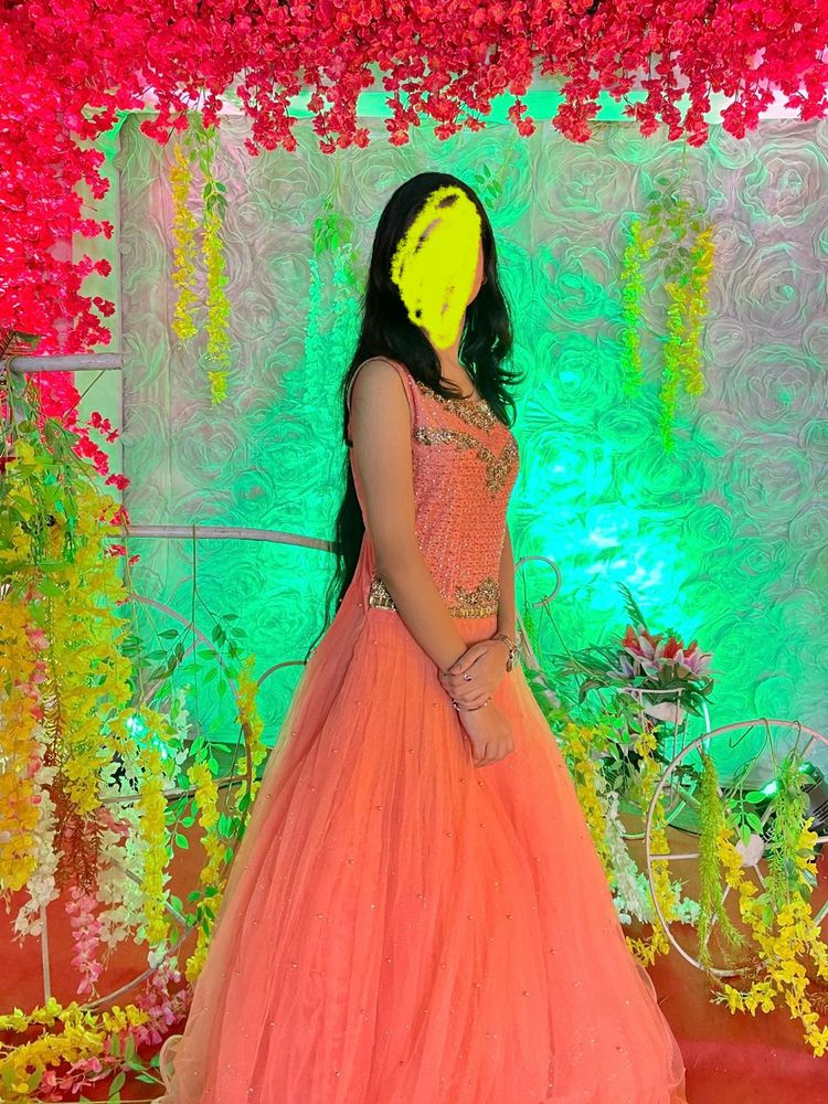 Elegant Peach Ethnic Gown