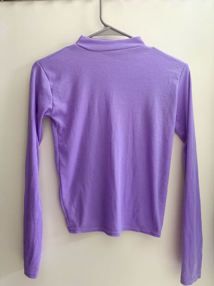 Lavender Ribbed Mock Neck Top