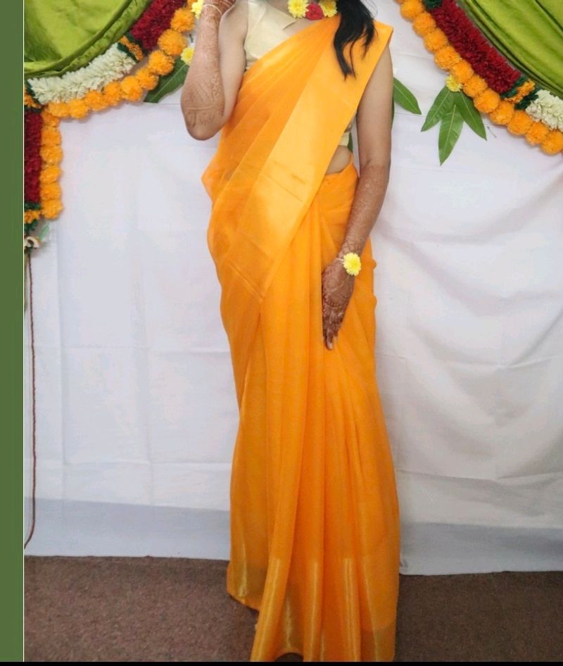 Mustard Saree Haldi- Ready