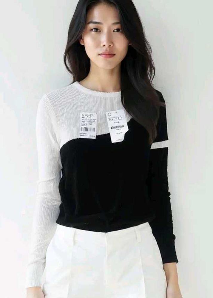 Two-Tone Long Sleeve Top