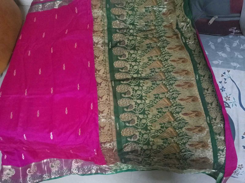 Pink &amp; Green Saree