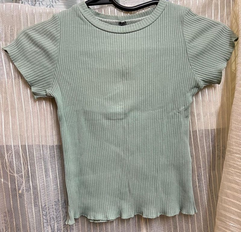 Mint Green Ribbed Top