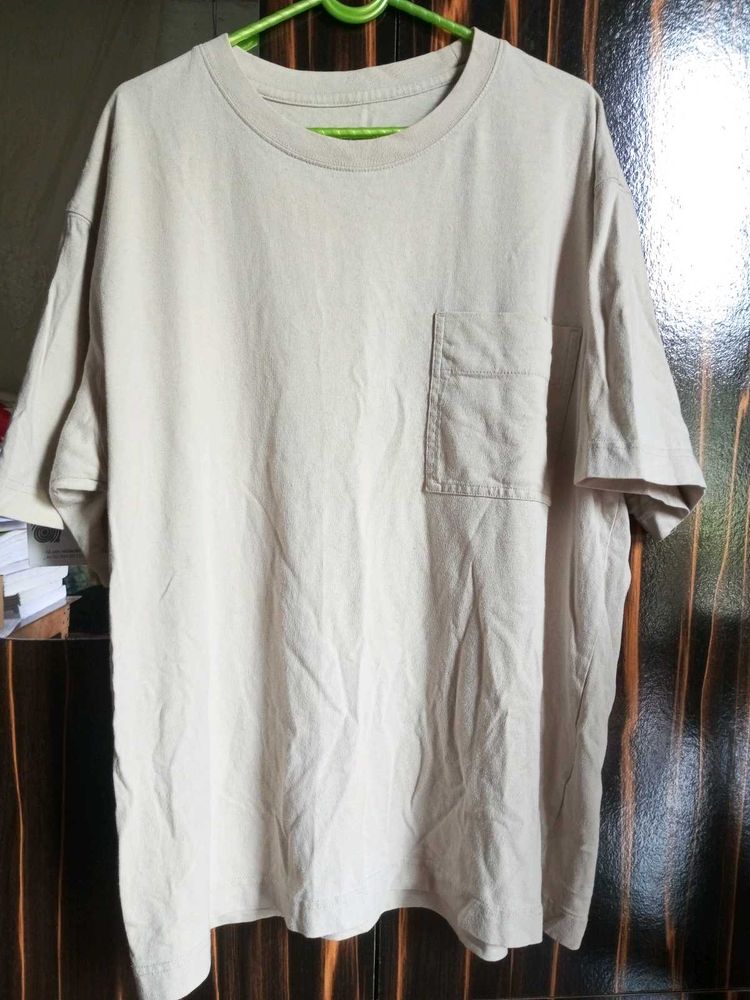 Beige Pocket Tee - Relaxed Fit