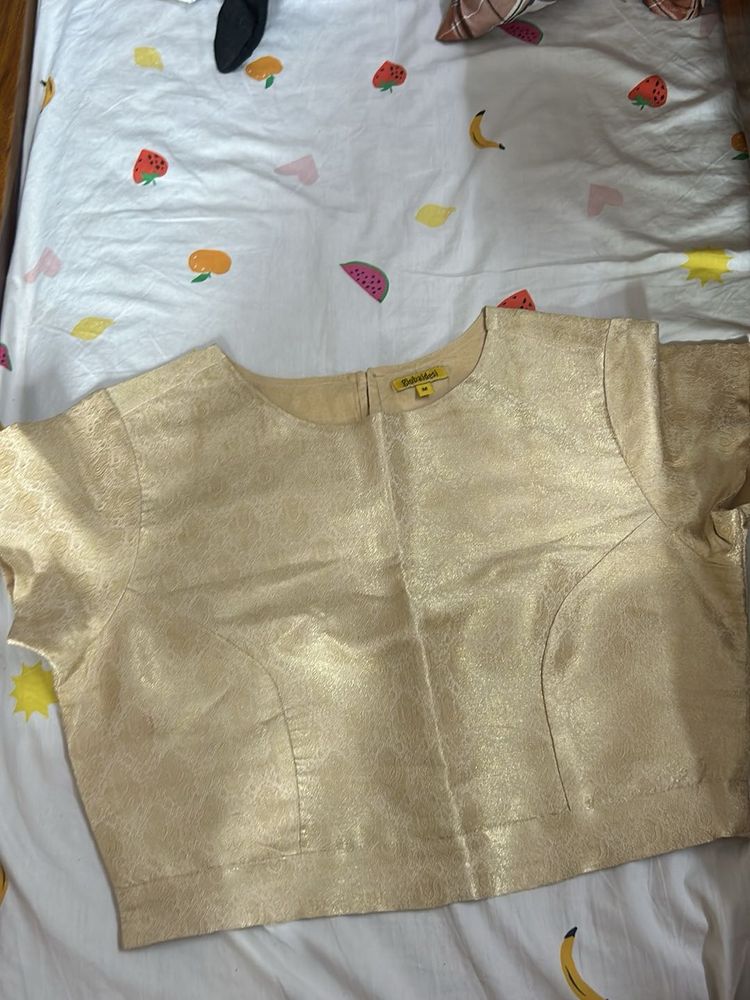 Brocade Gold And White Blouse