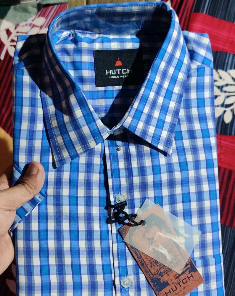 HUTCH Blue Checkered half Shirt