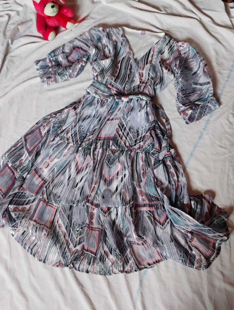 Sheer Patterned Midi Dress🎀🎠