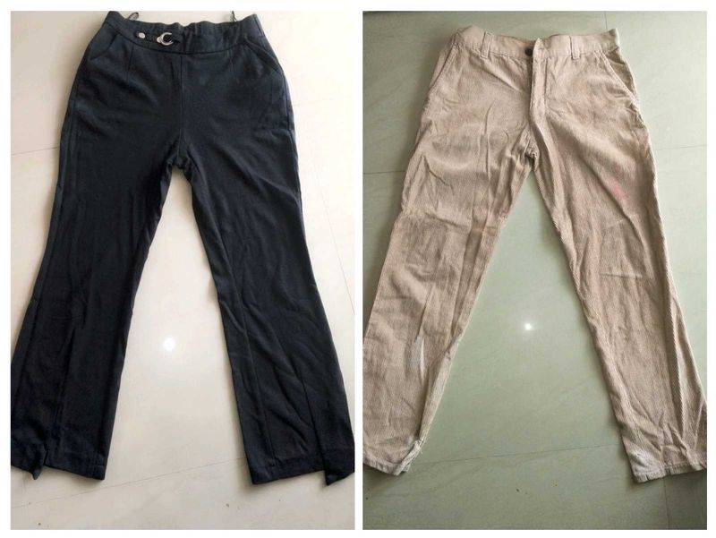Women Formal Jeans/Pant Combo- Black &amp; Beige Colou
