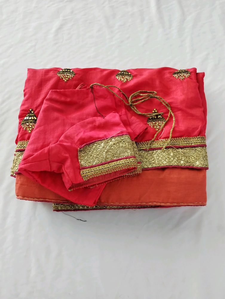 Coral Embroidery Printed Fancy Saree (Women)