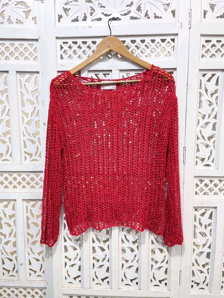 Cherry Breeze Open Knit Top C