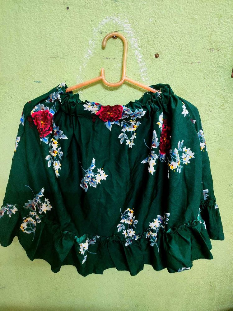 Dark green Floral Mini Skirt