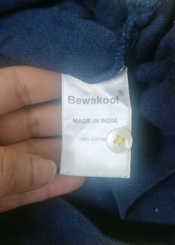 Bewakoof Blue Cotton T-Shirt
