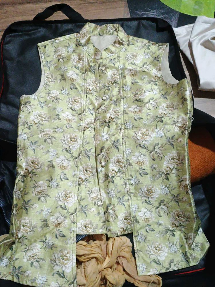 Floral Print Nehru Jacket with kurta