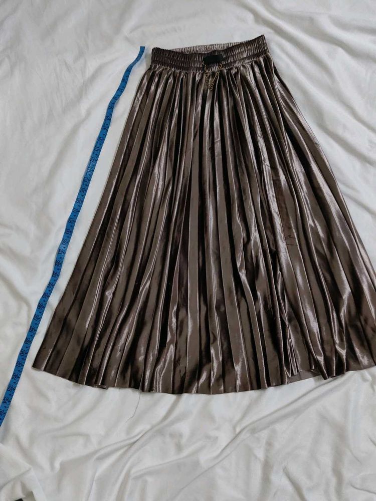 Shiny Pleated Skirt