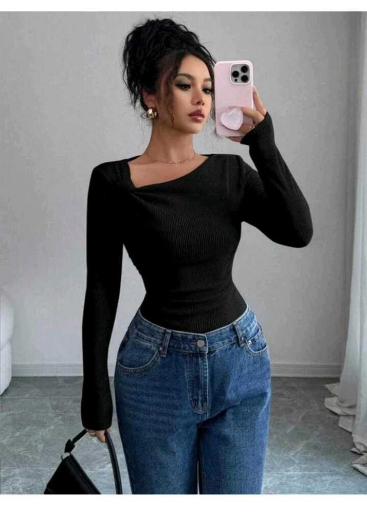 Chic Black Long Sleeve Top