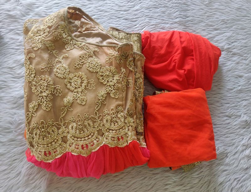 Women Orange Kurti Set