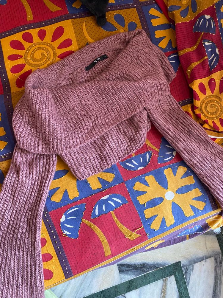 ‼️Imported Pink Knit Cropped Sweater Top‼️