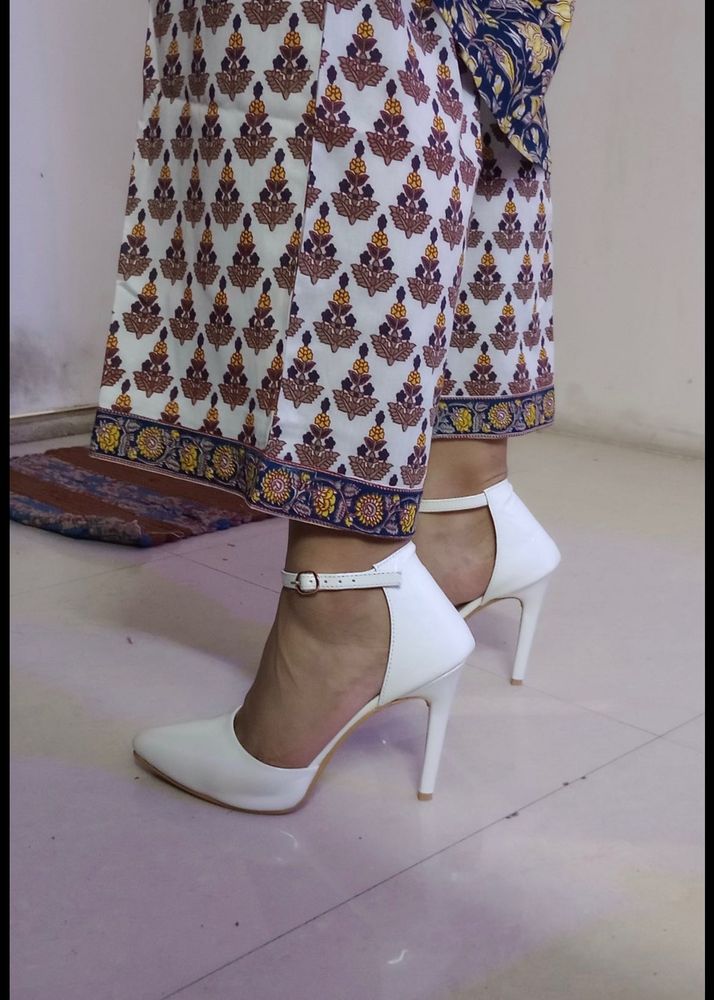 Chic White Heels with Ankle Strap