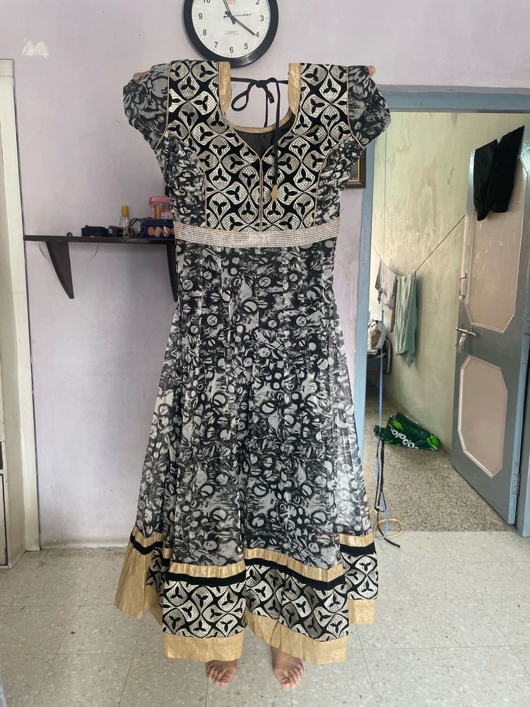 Patterned Anarkali Dress