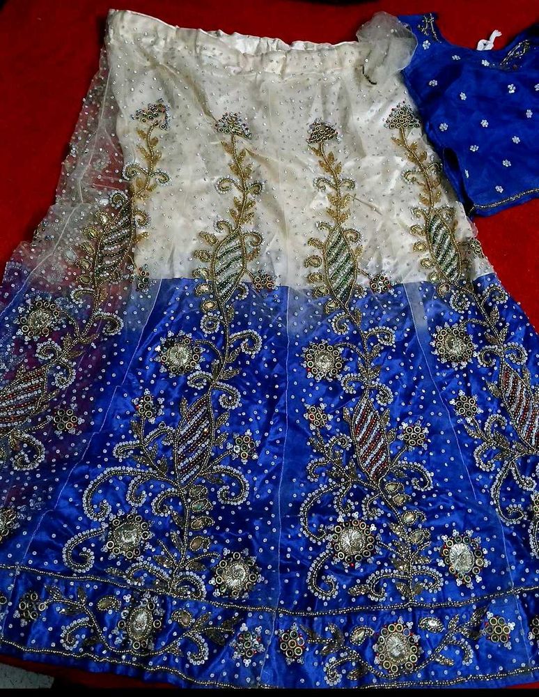 Elegant Blue and White Lahenga Set