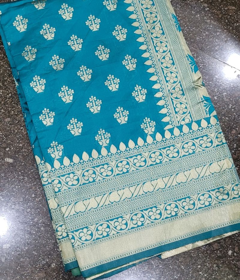 New Sea Green Color Saree Without Blouse