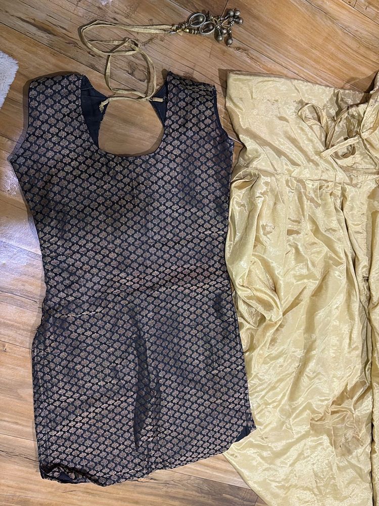 Punjabi Golden N Black Suit Set