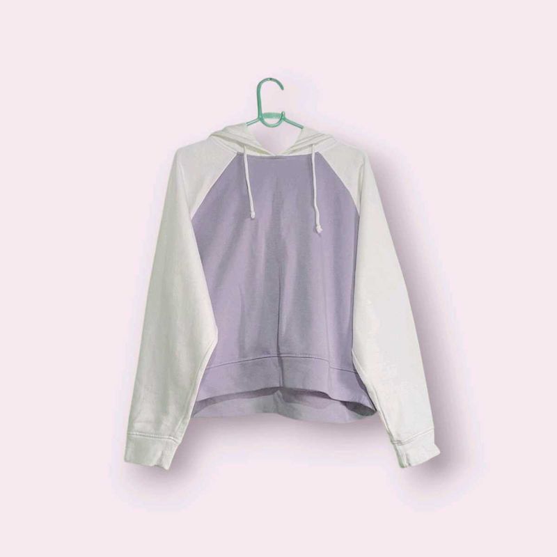 Lilac &amp; White Colorblock Hoodie