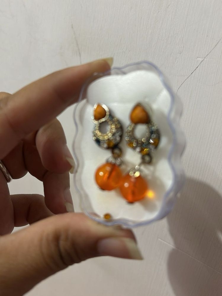 Orange Beaded Earrings