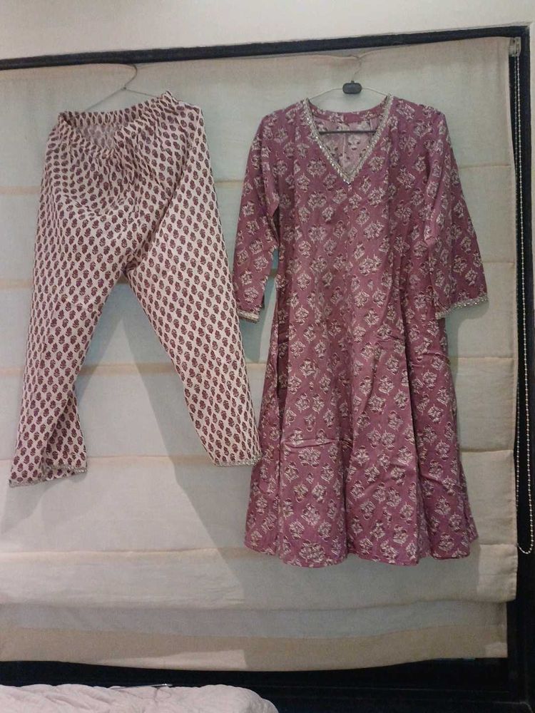 Mauve Paisley Print Top &amp; Pants Set