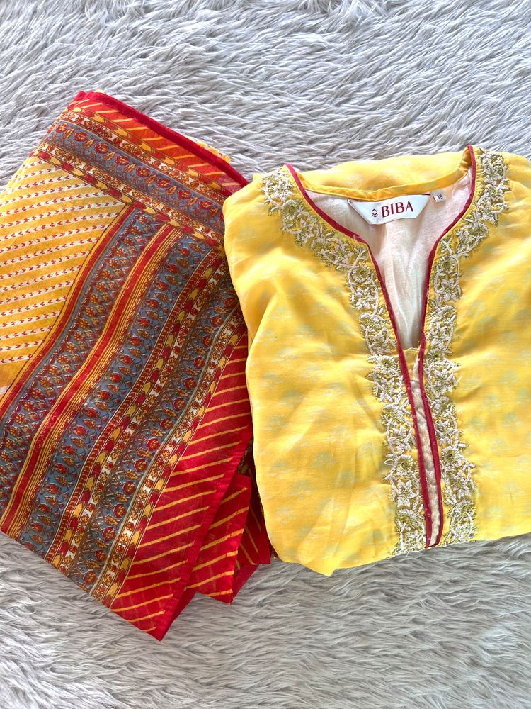 Biba Yellow Kurta Sets (Women)