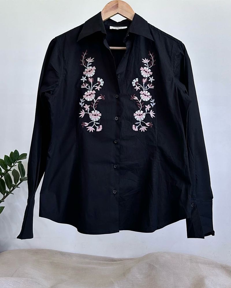 Black Embroided Cotton Shirt Pretty