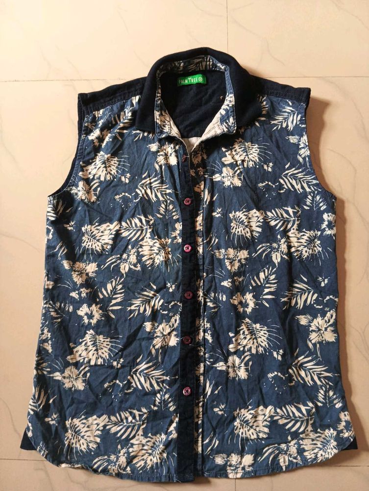 Floral Print Sleeveless Shirt