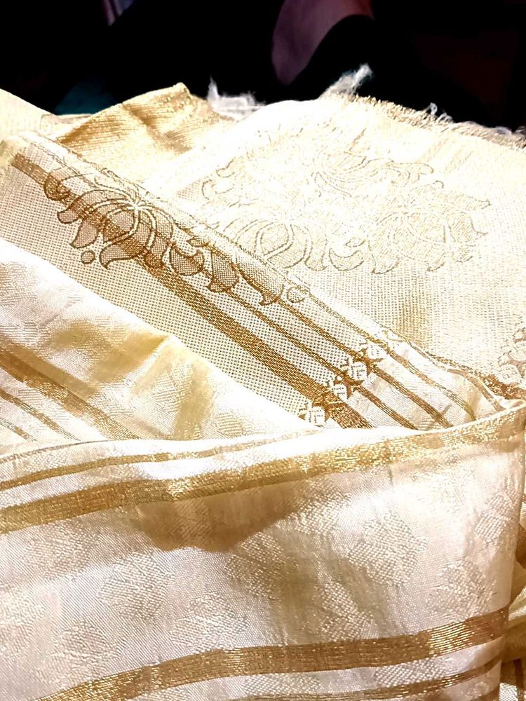 Elegant Gold &amp; Cream Fabric