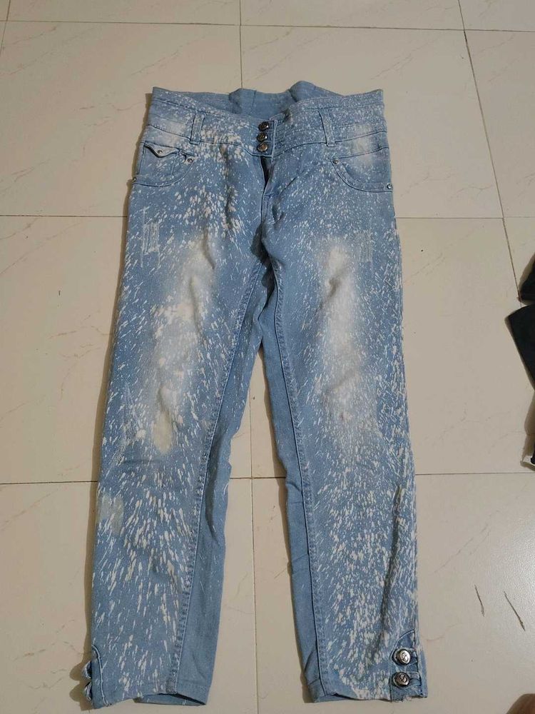 Denim With White Pattern