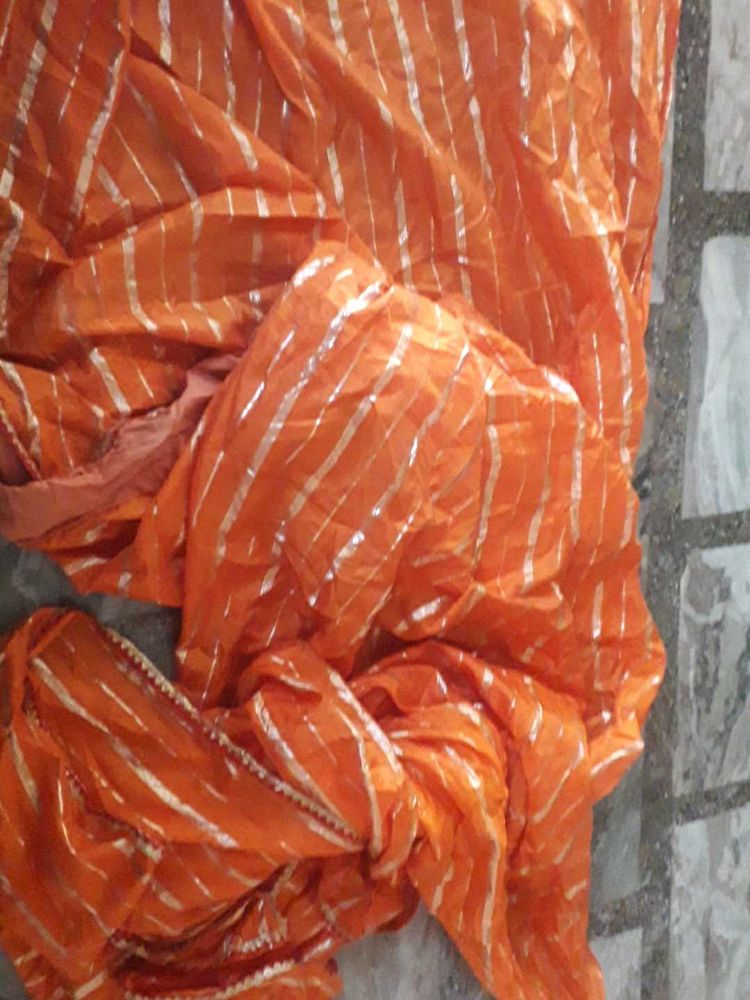 Orange Striped Dupatta