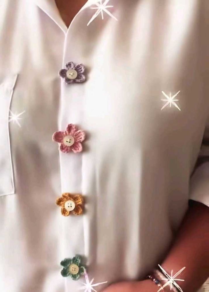 Floral  5 Pcs Crochet Button-Up Shirt