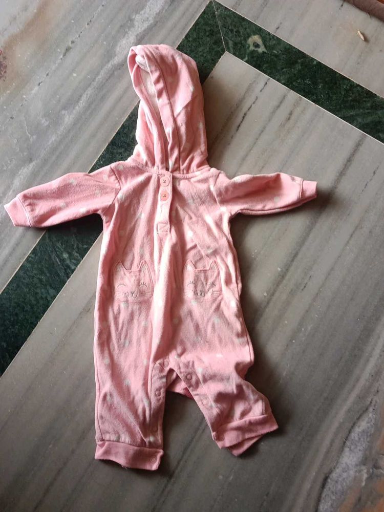 Cute Pink Baby Romper with Hood