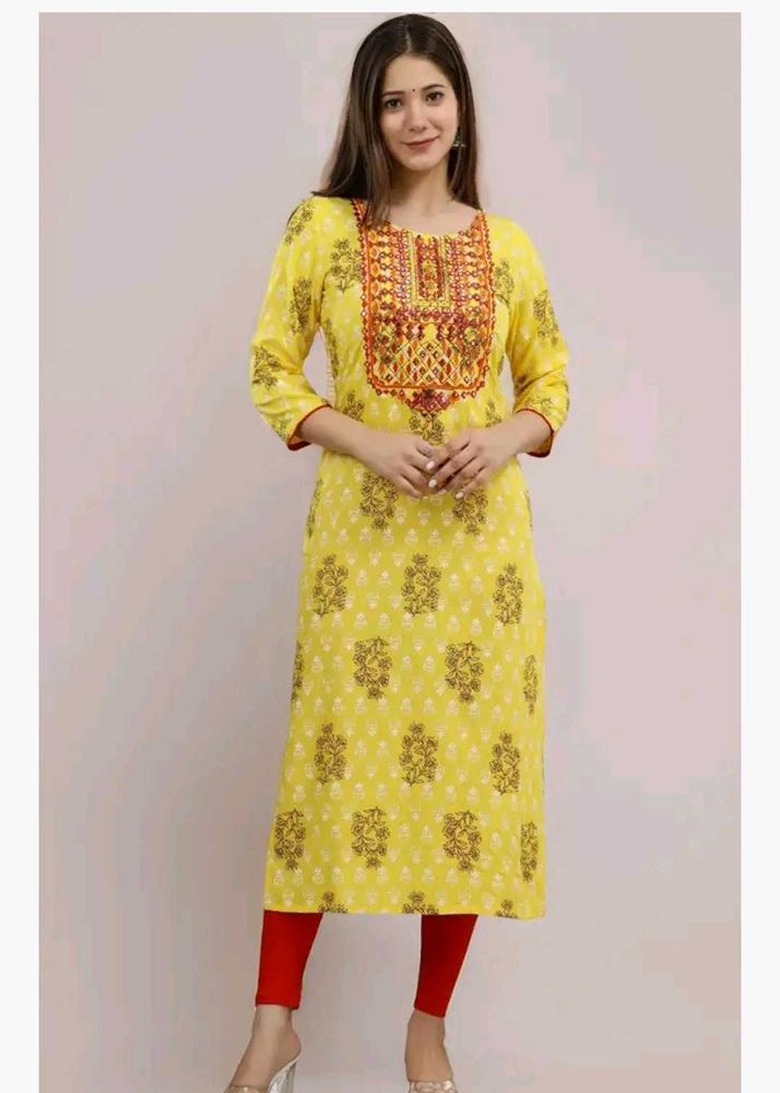 Yellow Embroidered Kurta