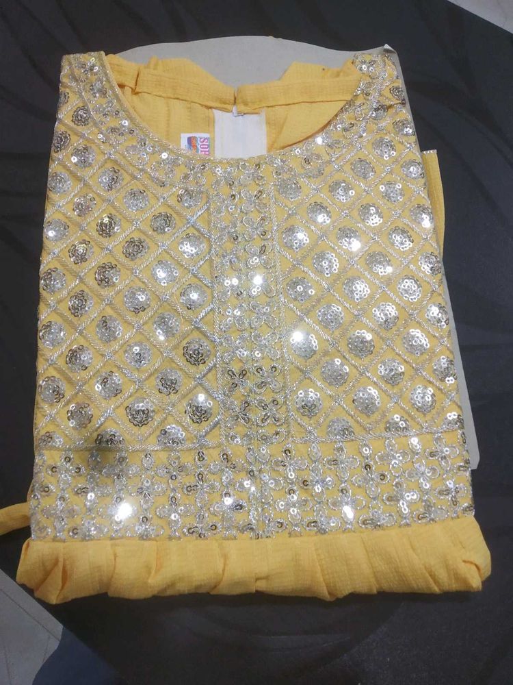 Yellow Embellished Girl Dress