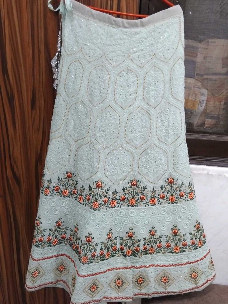 Light Blue Embroidered Lehenga