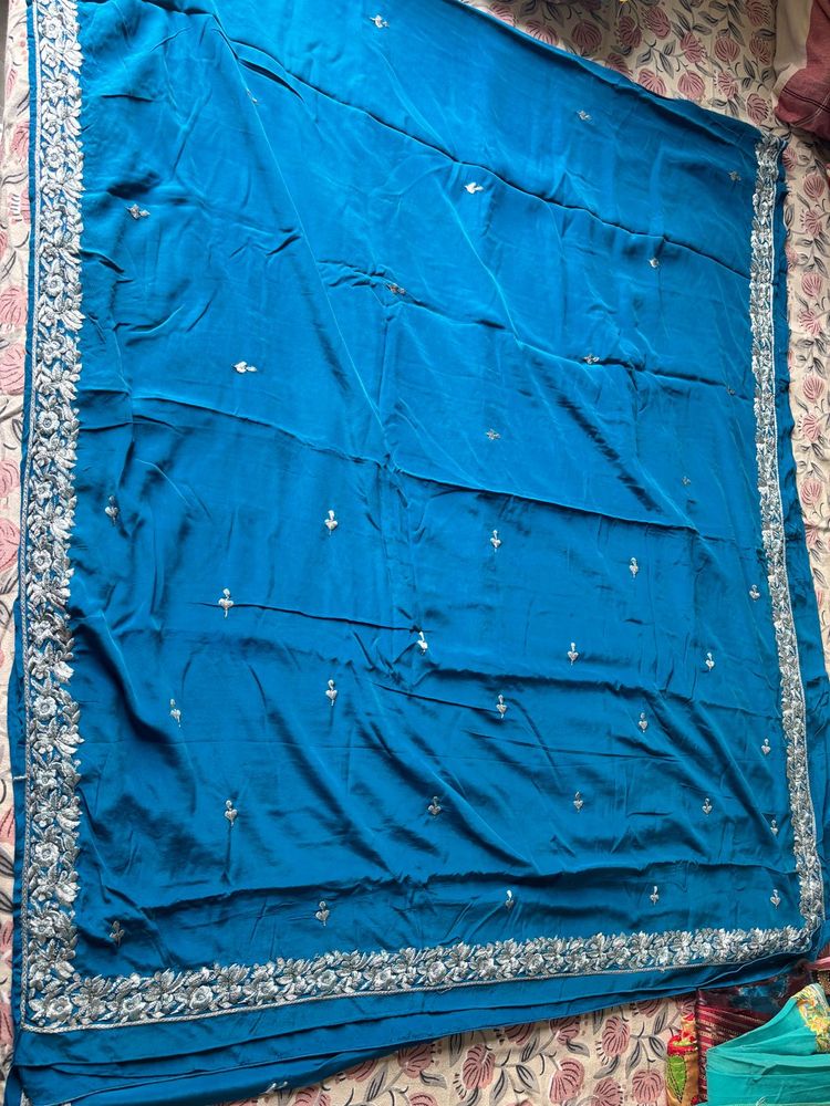 Pure crepe embroidery saree