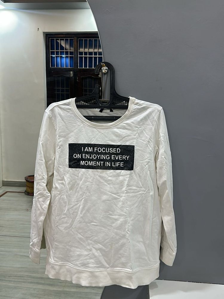White Graphic Print Top