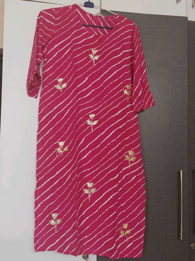 Pop-of-Pink Cotton-Blend Kurta – Effortless Elegan