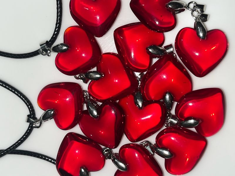 Red Glass Heart With Chord