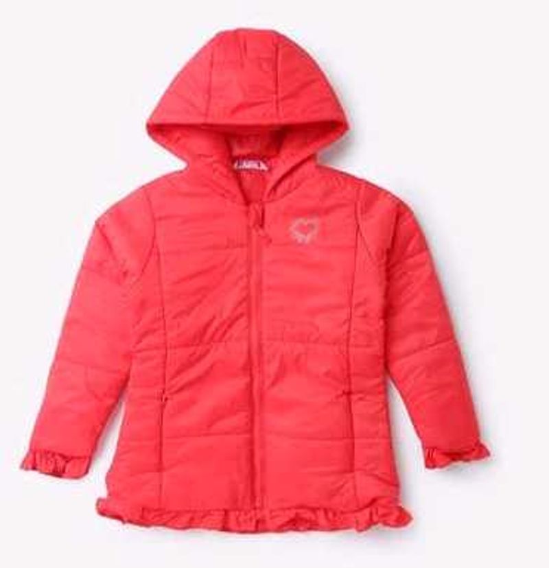 Girls Red Hooded Jacket, 7-8 Years