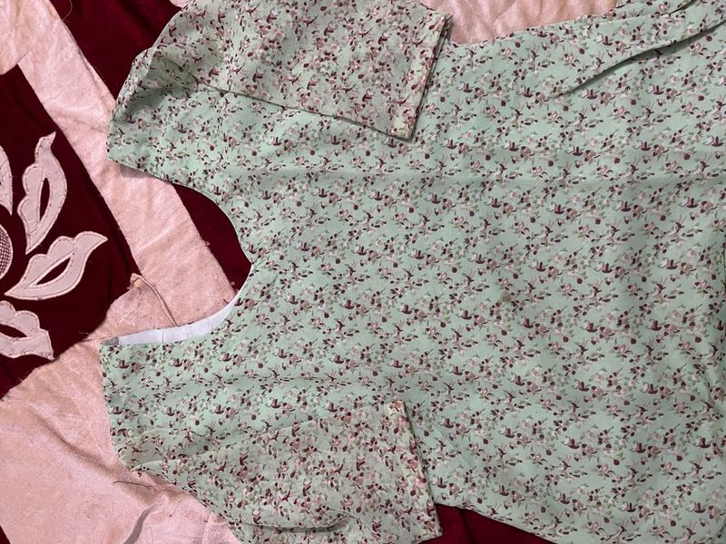 Coffee Colour Beautiful Flower Print On Kurti