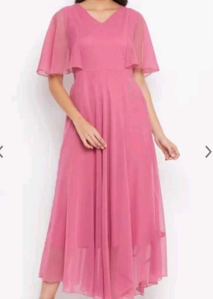 Hellodesign Pink Chiffon Overlay Maxi Dress