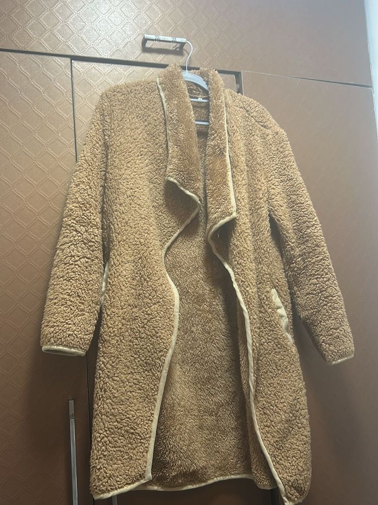 Brown Furry Open Coat