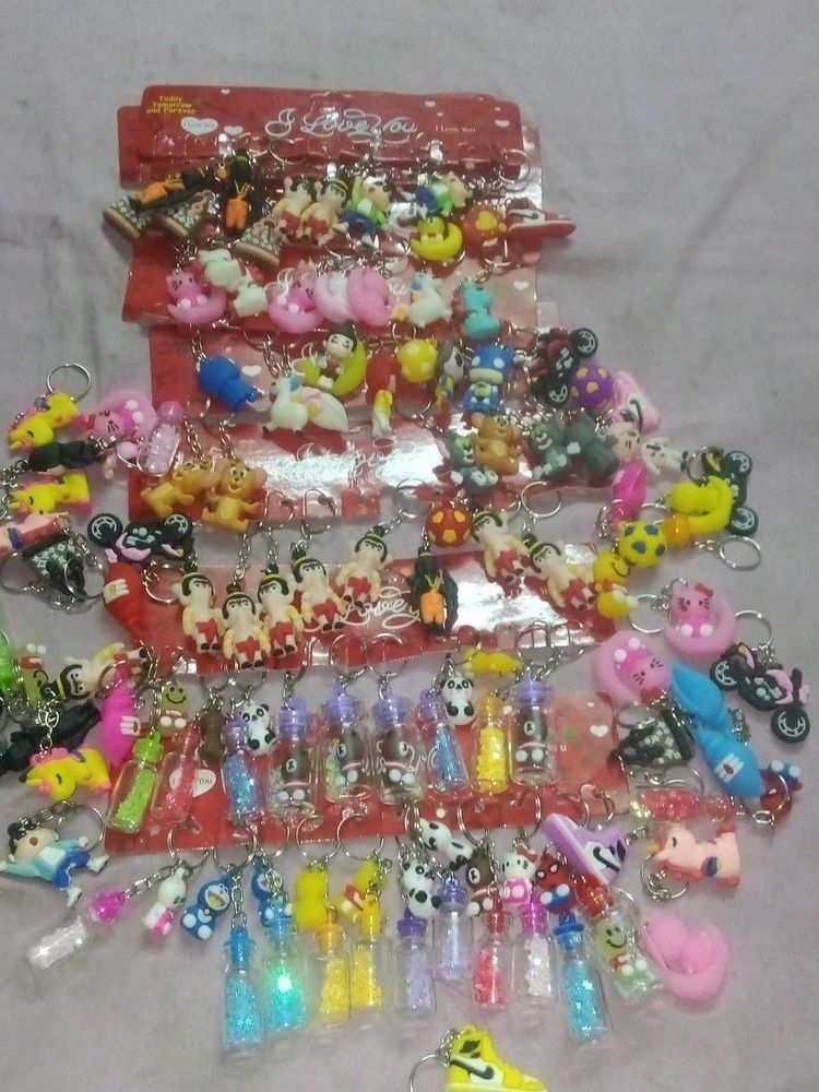 100 Plus Pieces In variety of Cute Keychains