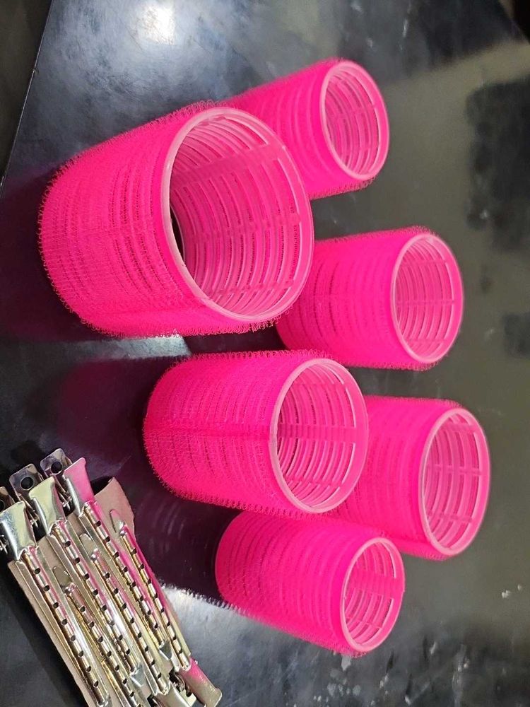 Pink Hair Rollers Set